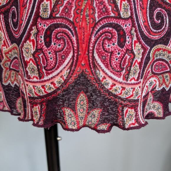 Y2K Babydoll Dress L Red Vintage Floral Paisley Beige Ribbon Feminine Dainty - Picture 8 of 11